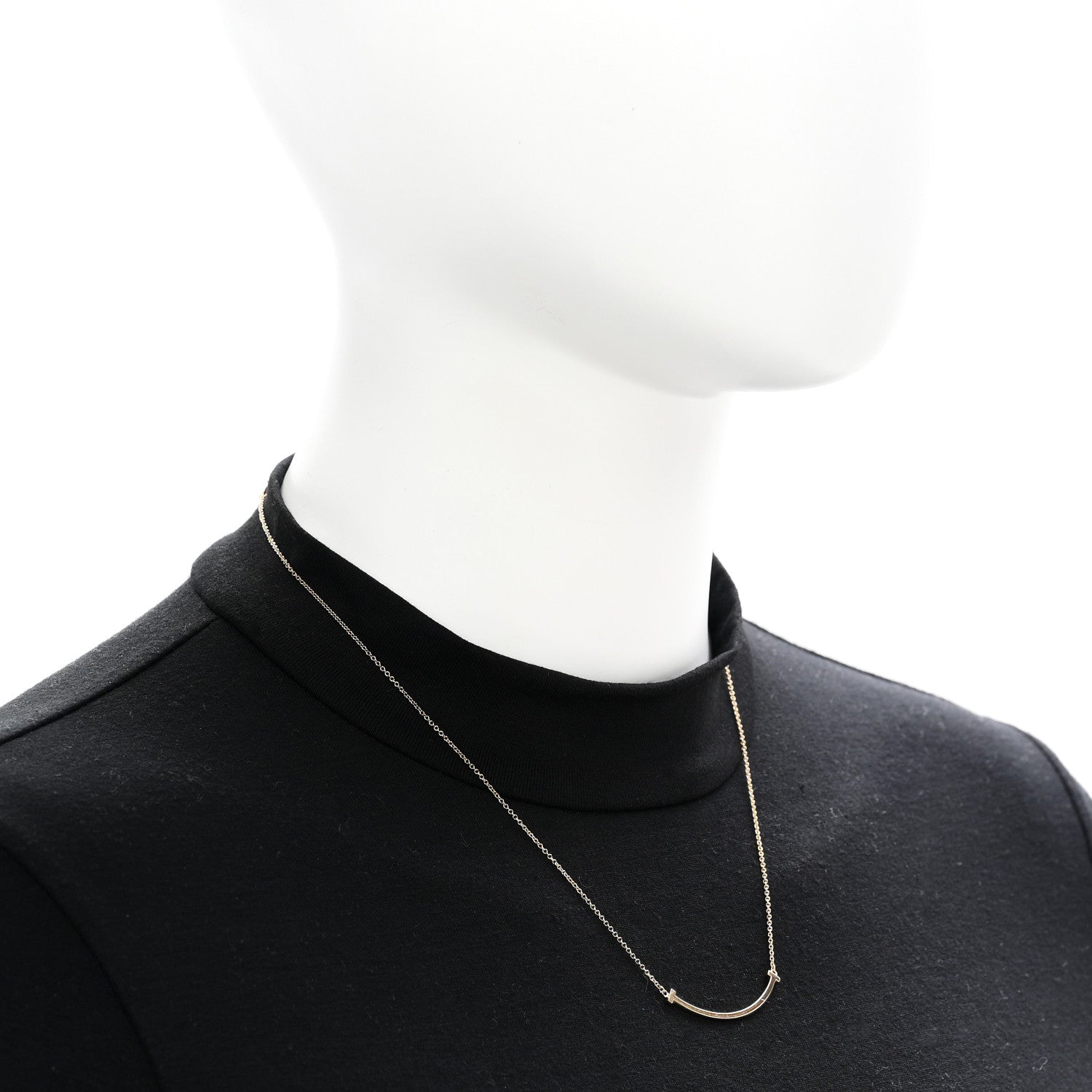Tiffany 18K Yellow Gold Small T Smile Pendant Necklace 2 of 6