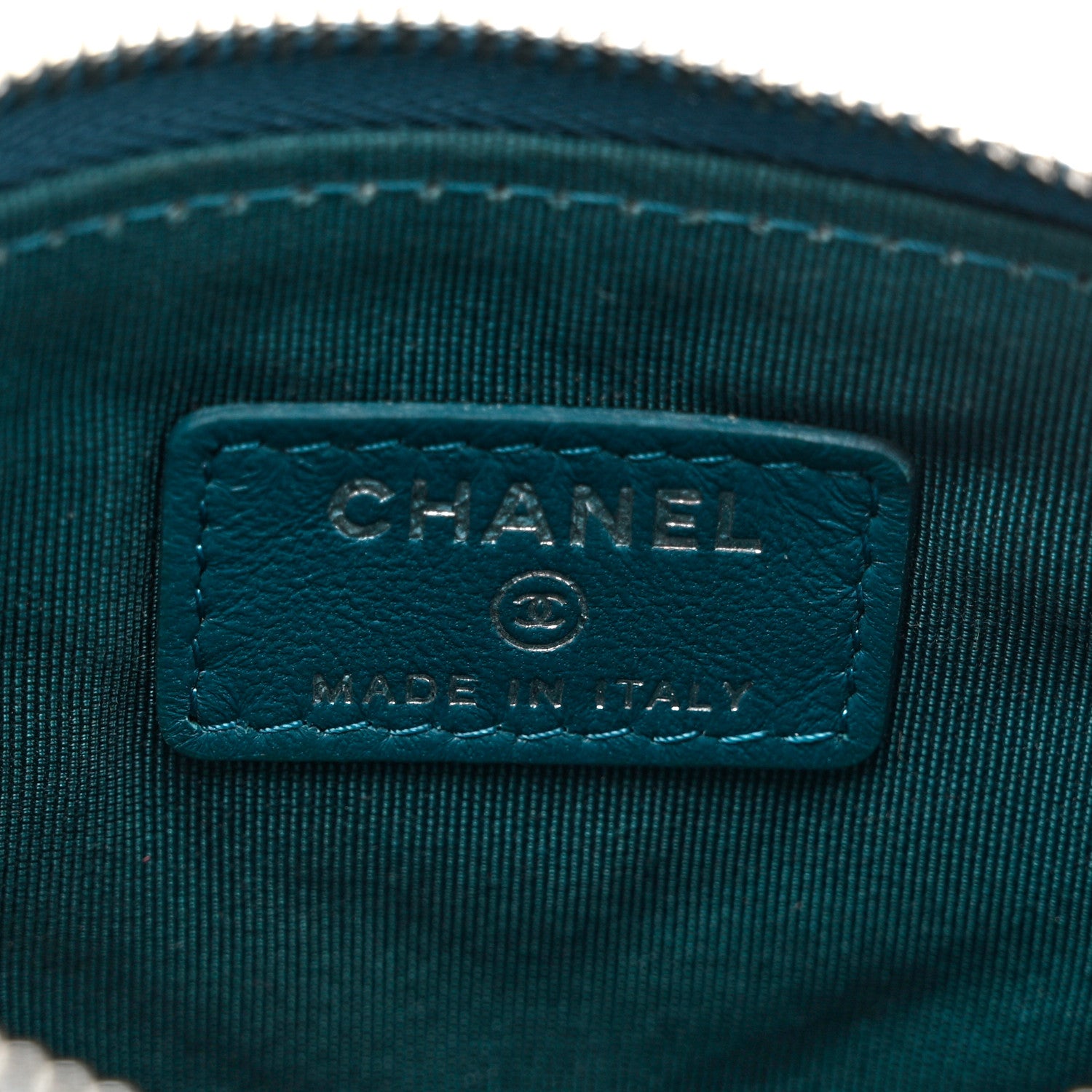 Chanel Lambskin Chevron Quilted Studded Small Cosmetic Case Blue 6 of 8