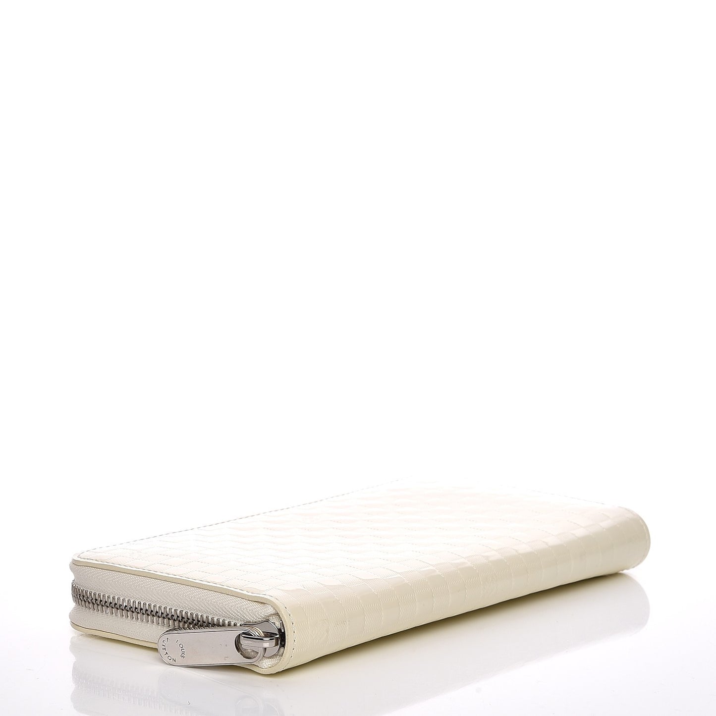 Shiny Calfskin Damier Facette Zippy Wallet Creme