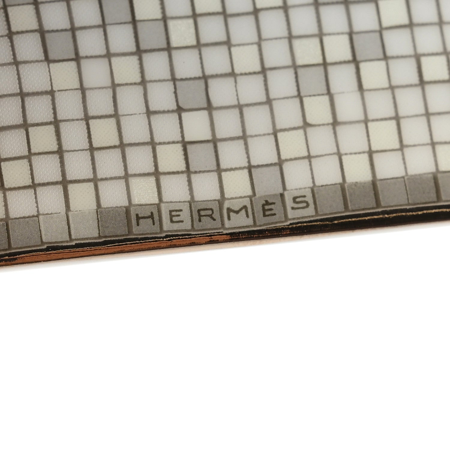 Hermes Porcelain Mosaique Au 24 Platinum Square Plate N°1 4 of 4