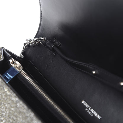 Saint Laurent Metallic Sparkle Fabric Monogram Chain Wallet Anthracite 10 of 10
