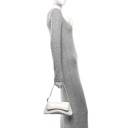 Balenciaga Shiny Super Supple Calfskin Crocodile Embossed Small XX Flap Stretch Bag White 2 of 9