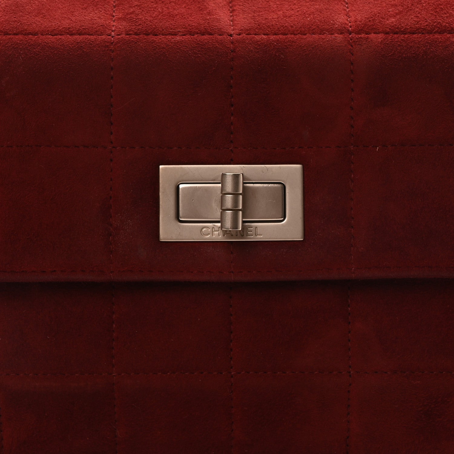 Chanel Suede Chocolate Bar Mademoiselle Flap Dark Red 7 of 9