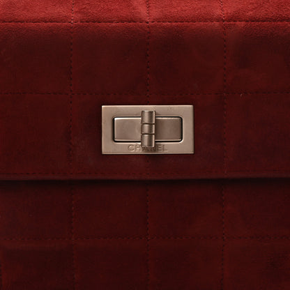 Chanel Suede Chocolate Bar Mademoiselle Flap Dark Red 7 of 9