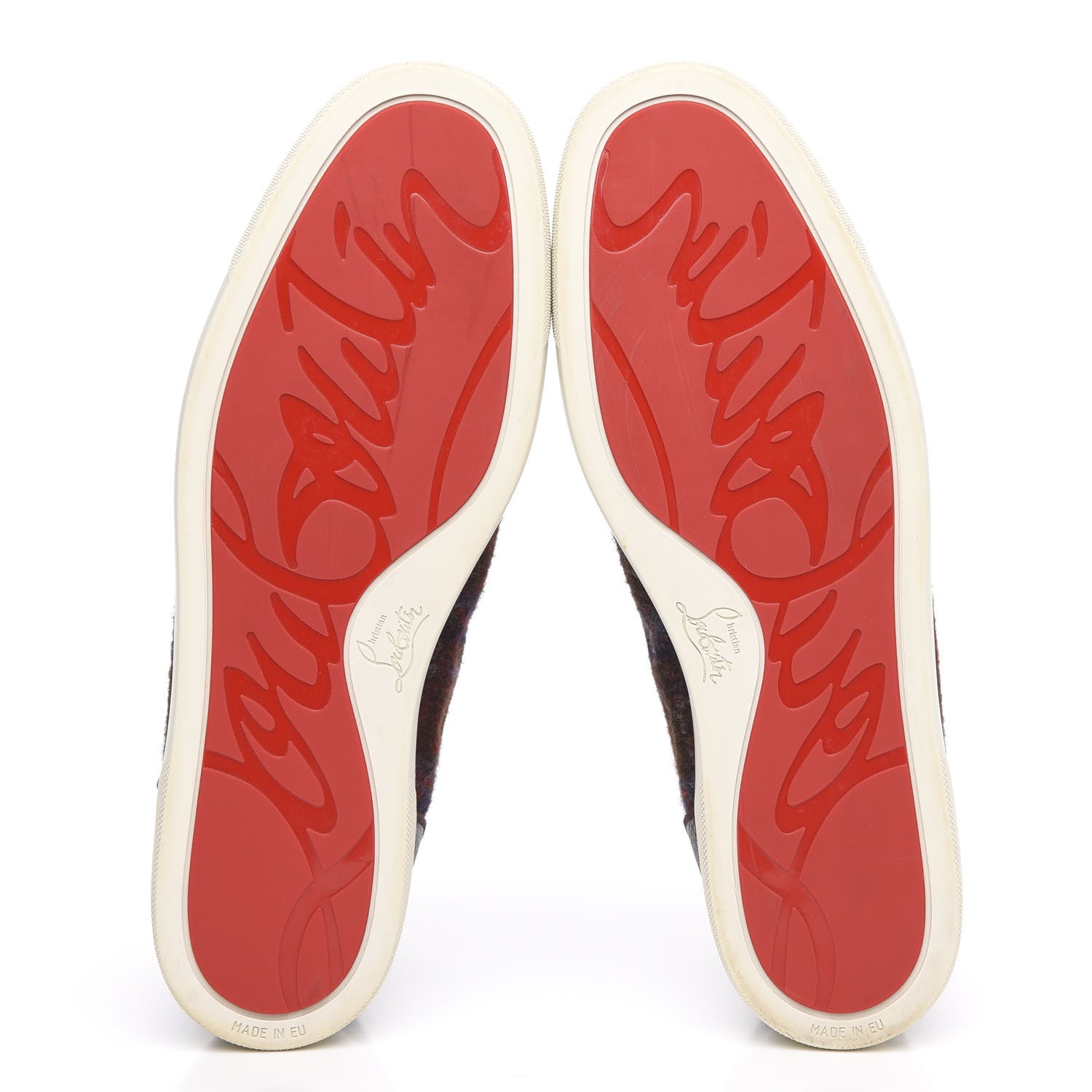 Christian Louboutin Calfskin Wool Snowflake Veau Velours Mens Lulu Flat Sneakers 45.5 Expresso Merlot 5 of 11