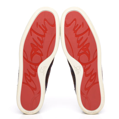 Christian Louboutin Calfskin Wool Snowflake Veau Velours Mens Lulu Flat Sneakers 45.5 Expresso Merlot 5 of 11