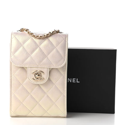 Chanel Iridescent Lambskin Quilted CC Phone Holder Ivory 11 of 11