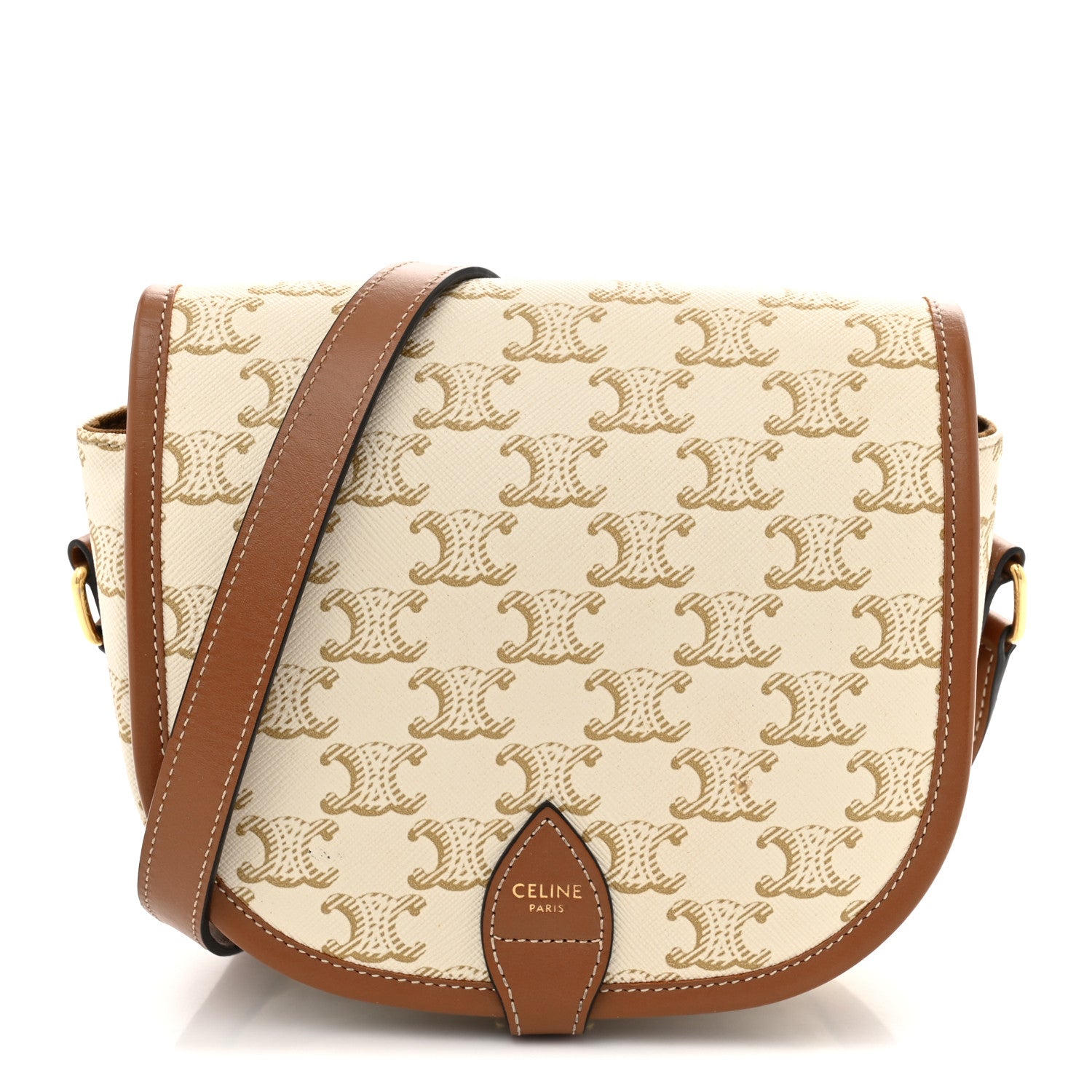 Celine Triomphe Canvas Medium Folco Bag White 1 of 11