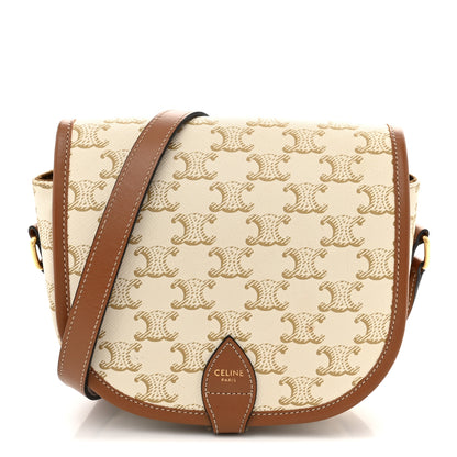 Celine Triomphe Canvas Medium Folco Bag White 1 of 11