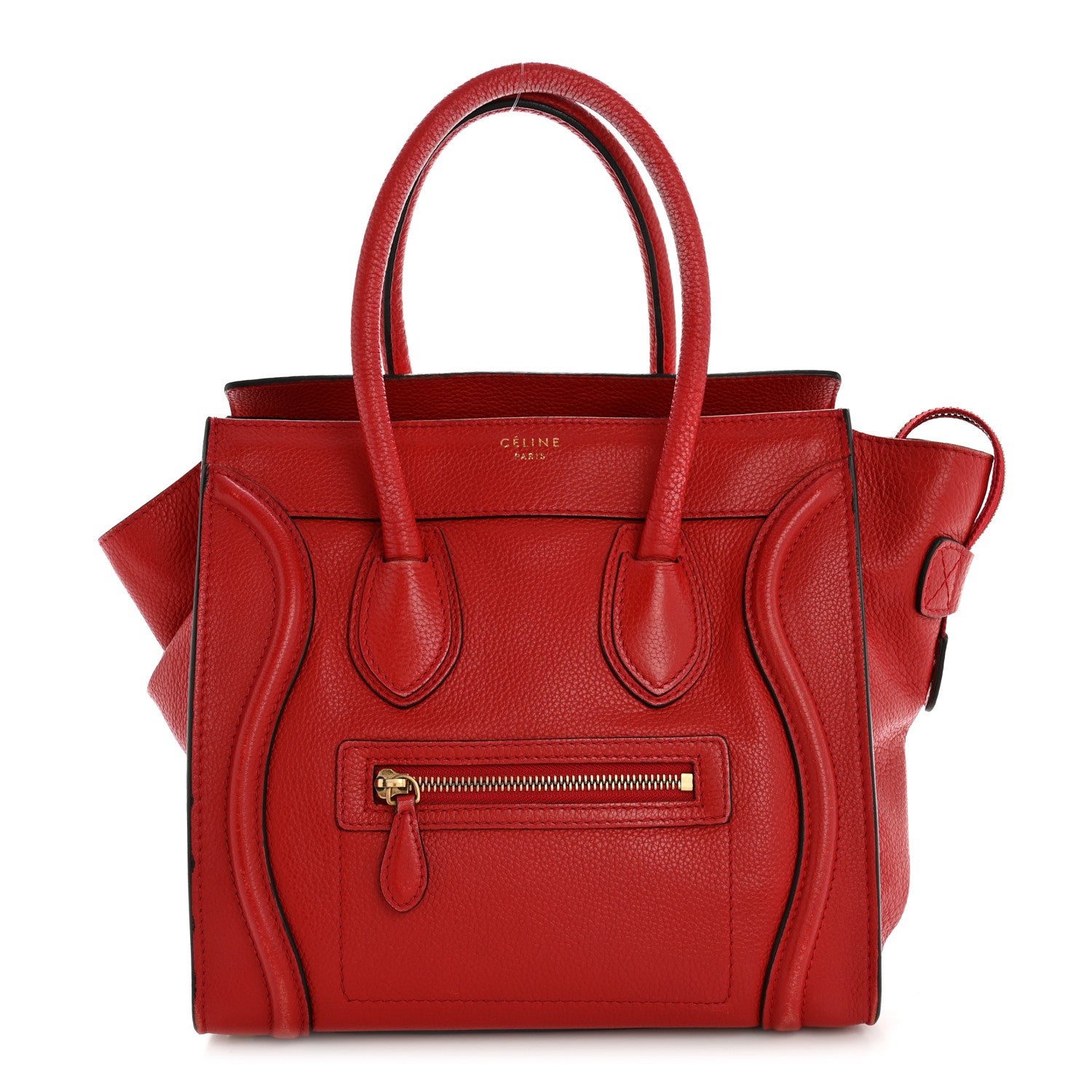 Celine Drummed Calfskin Micro Luggage Red 1 of 16