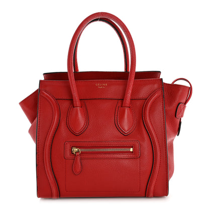 Celine Drummed Calfskin Micro Luggage Red 1 of 16