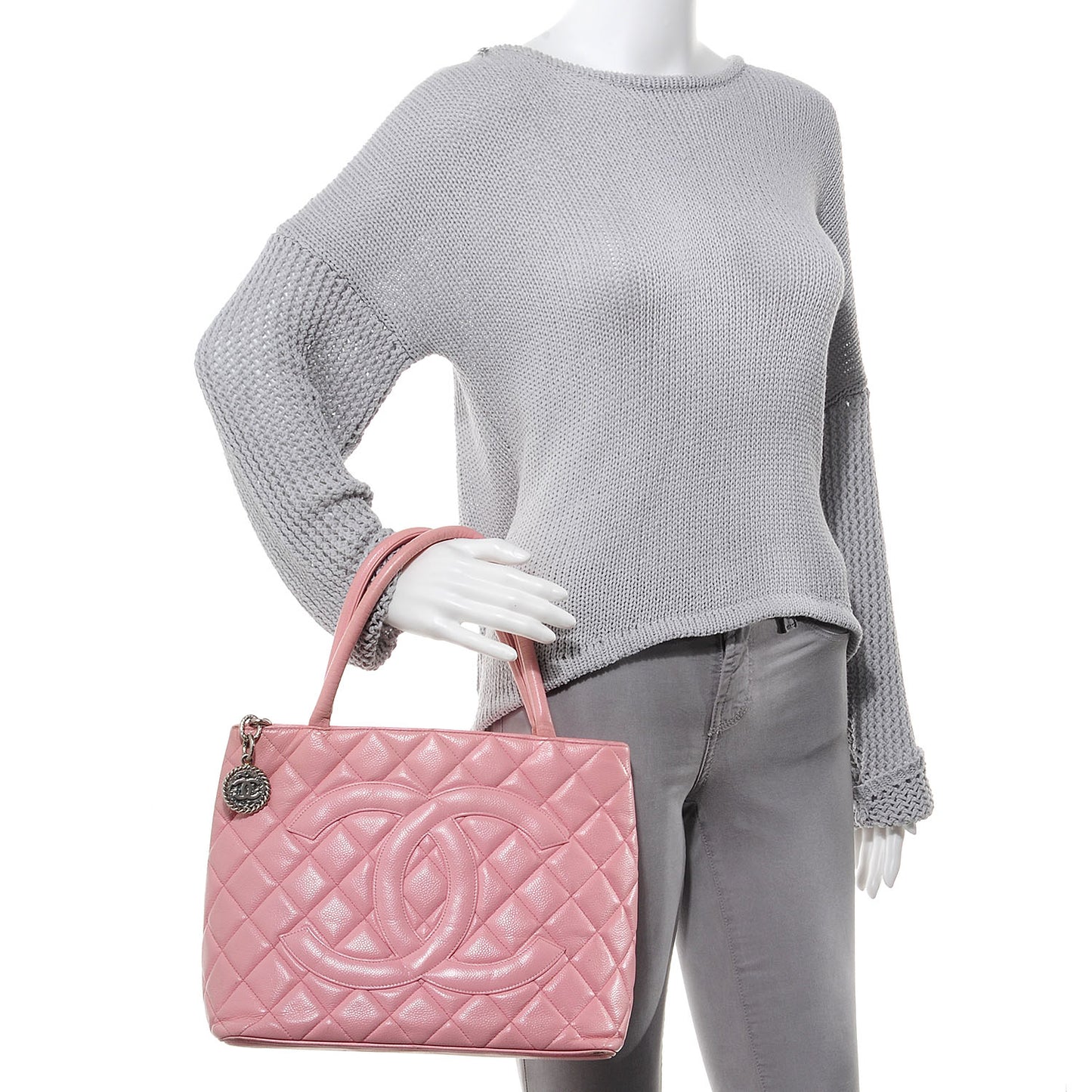 Caviar Medallion CC Tote Light Pink