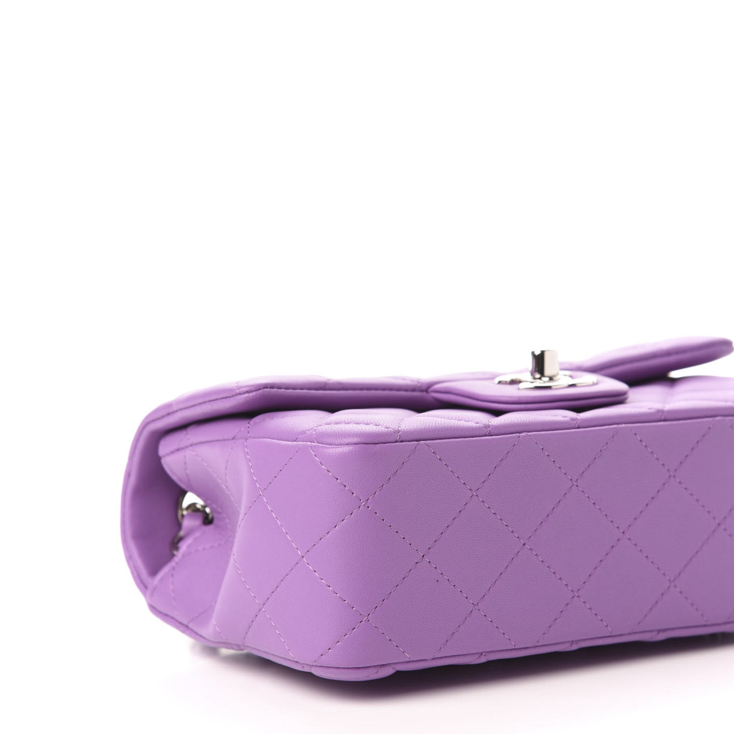 Lambskin Quilted Mini Rectangular Flap Purple