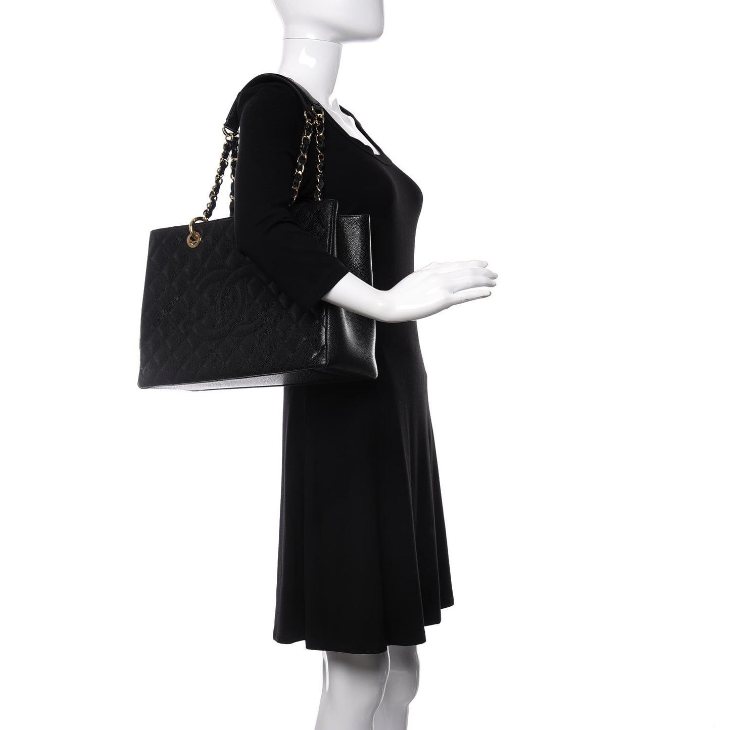 Caviar Quilted Grand Shopping Tote GST Black
