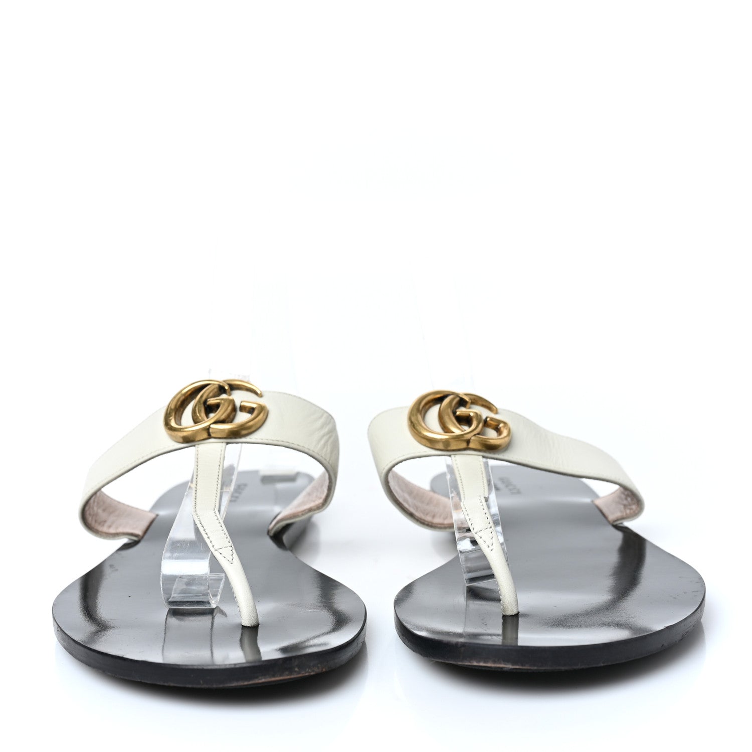 Gucci Calfskin GG Marmont Thong Sandals 41 Mystic White 2 of 7