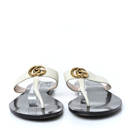 Gucci Calfskin GG Marmont Thong Sandals 41 Mystic White 2 of 7