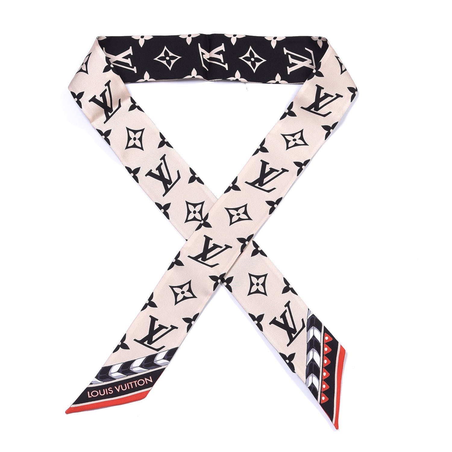 Louis Vuitton Silk Monogram LV Crafty Bi Color BB Bandeau Black Cream 1 of 3