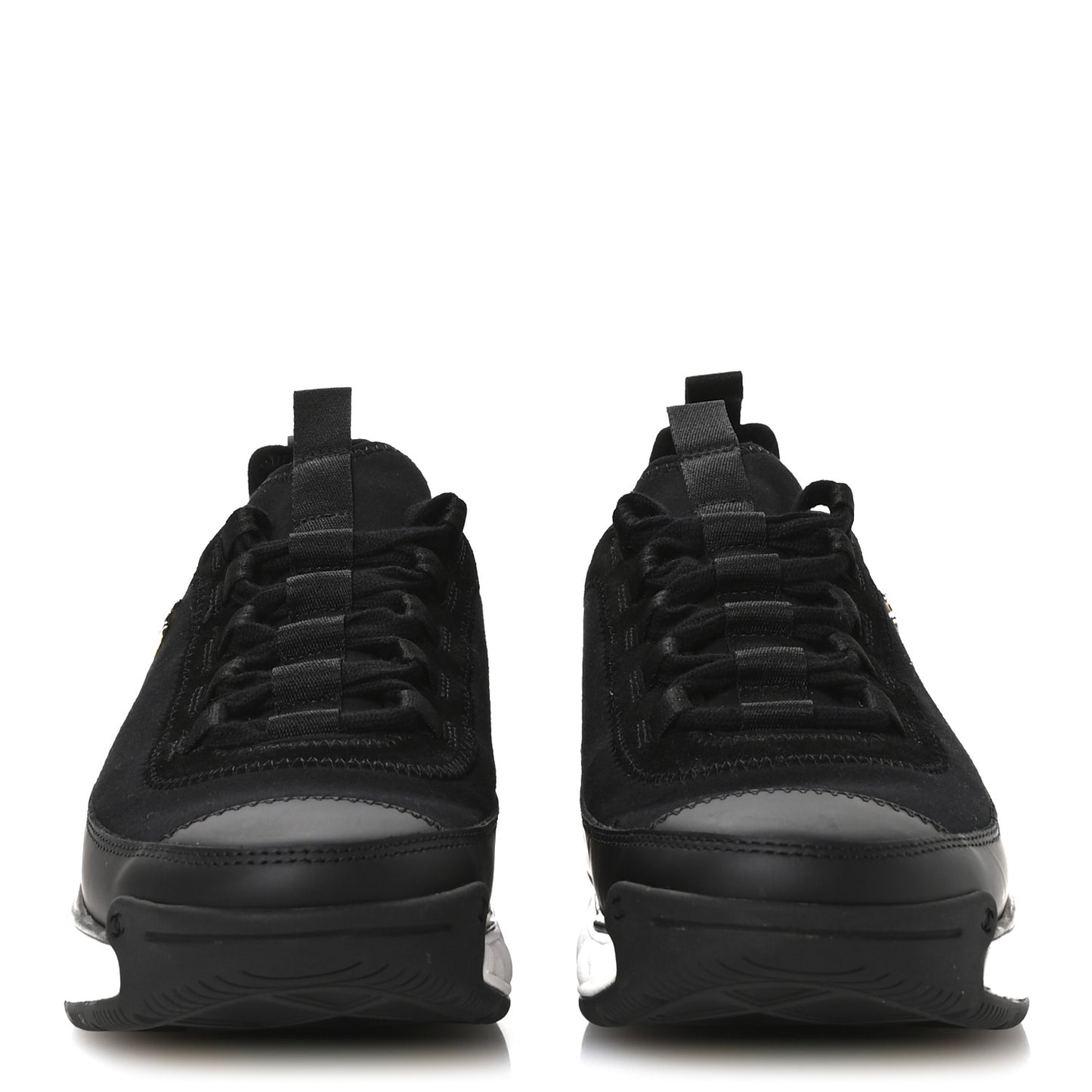 Velvet Calfskin Mixed Fibers CC Sneakers 38 Black