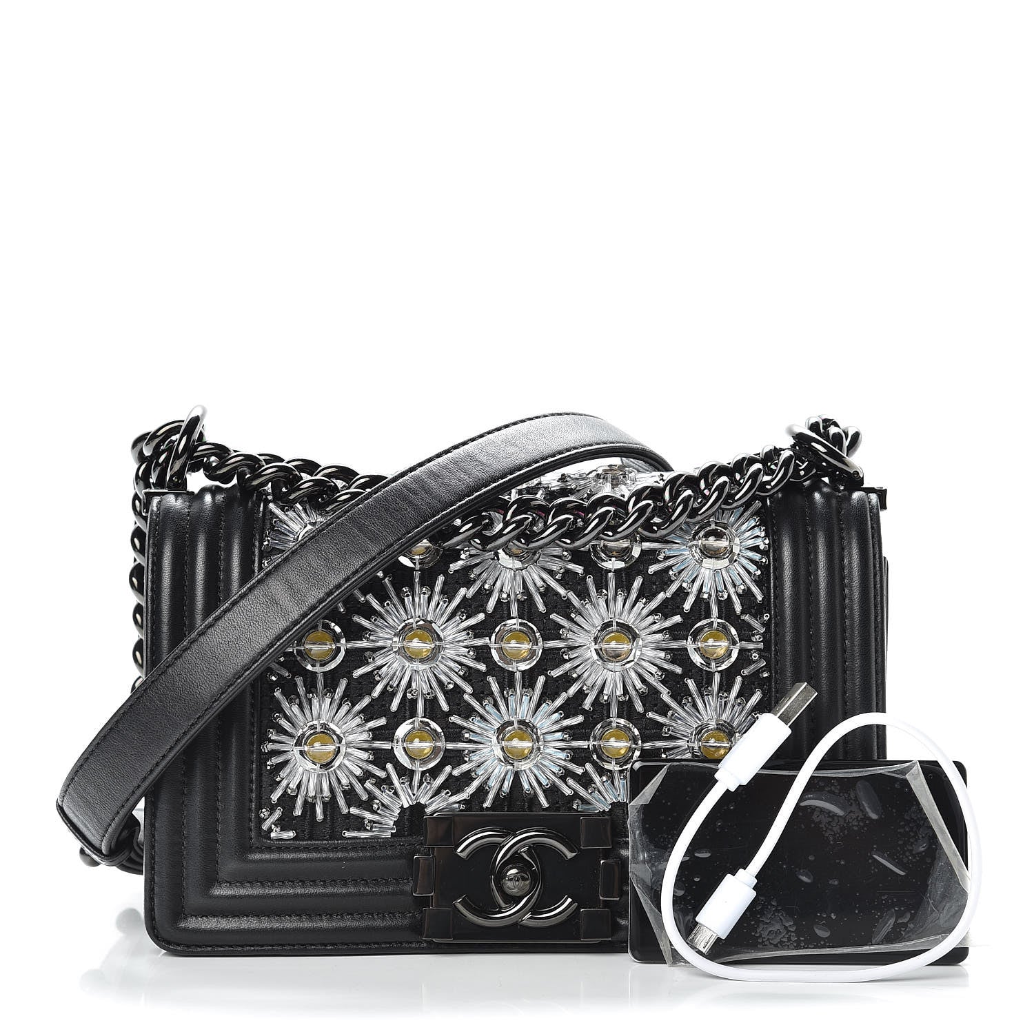 Chanel Lambskin Satin LED Metal Small Boy Flap Black 3 of 19