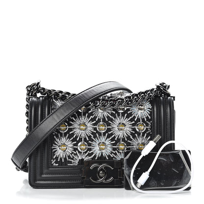 Chanel Lambskin Satin LED Metal Small Boy Flap Black 3 of 19