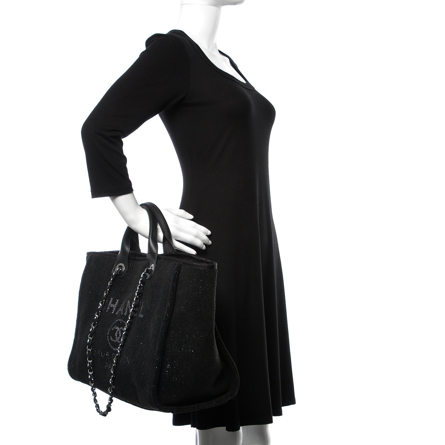 Chanel Lurex Boucle Medium Deauville Tote Black 3 of 10
