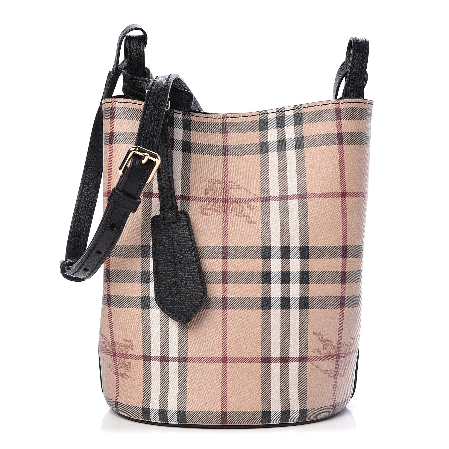 Burberry Haymarket Check Colours Small Lorne Bucket Crossbody Black 1 of 8