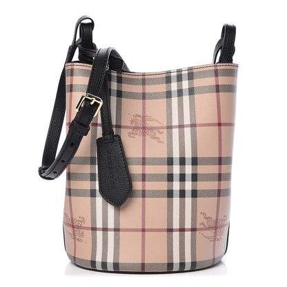 Burberry Haymarket Check Colours Small Lorne Bucket Crossbody Black 1 of 8