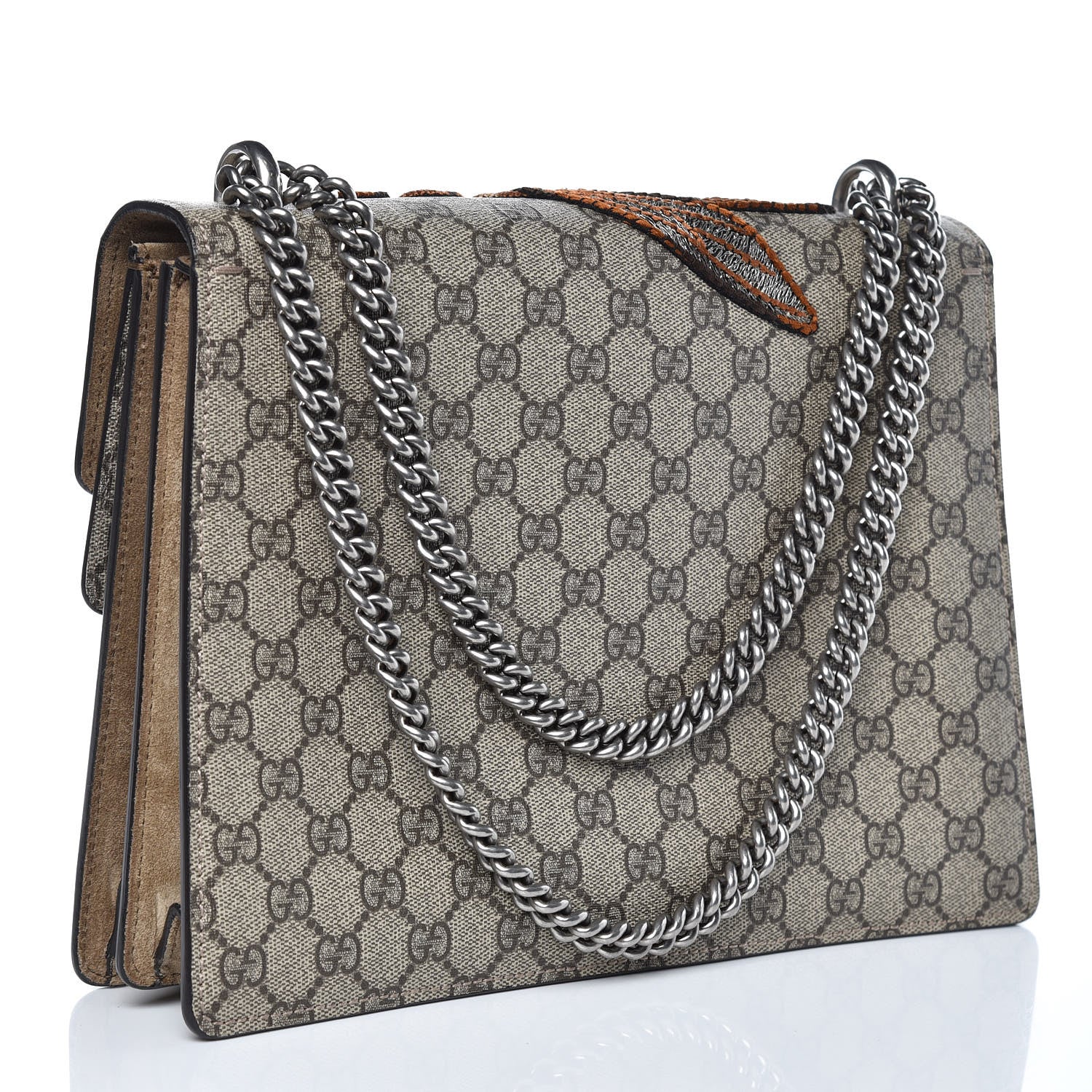 Gucci GG Supreme Monogram Bee Embroidered Medium Dionysus Shoulder Bag Taupe 3 of 13