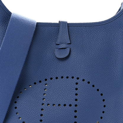 Hermes Taurillon Clemence EVELYNE III PM  Bleu Agate 7 of 10