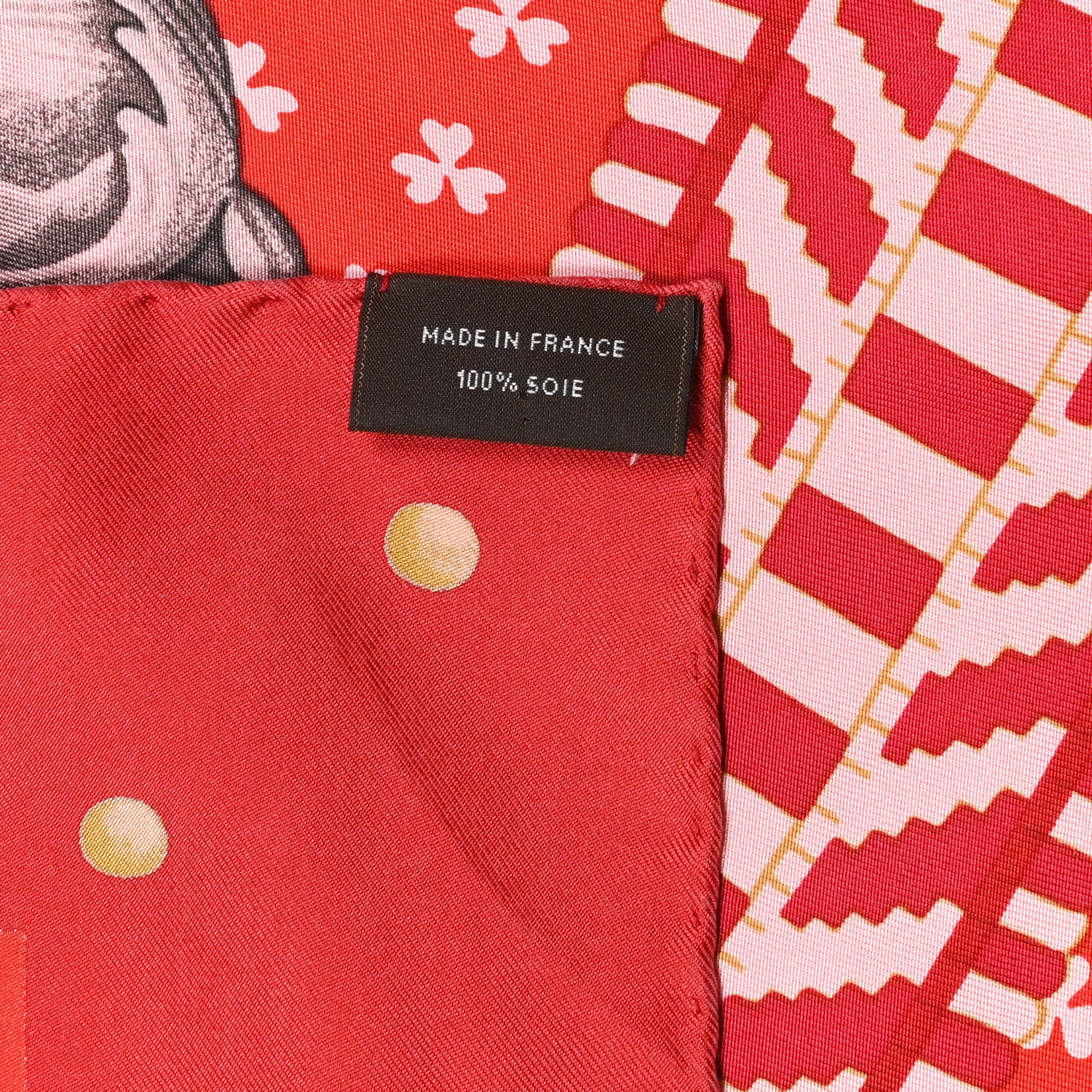 Hermes Silk Boucles Et Galons Du Tsar Scarf 90 Rouge Gris Vieil Or 4 of 4