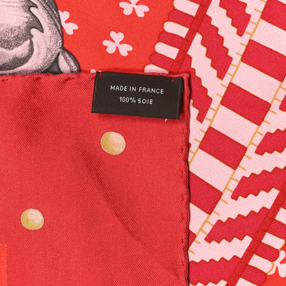 Hermes Silk Boucles Et Galons Du Tsar Scarf 90 Rouge Gris Vieil Or 4 of 4