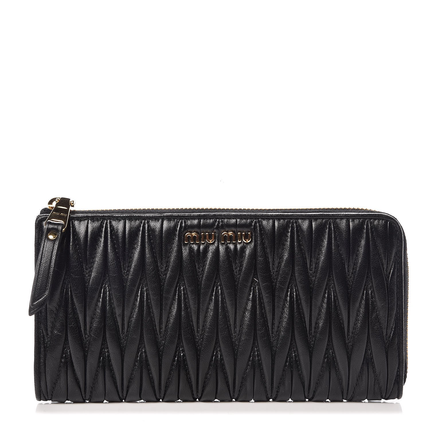 Miu Miu Nappa Matelasse Lux Zip Around Wallet Black 1 of 9