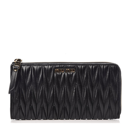 Miu Miu Nappa Matelasse Lux Zip Around Wallet Black 1 of 9