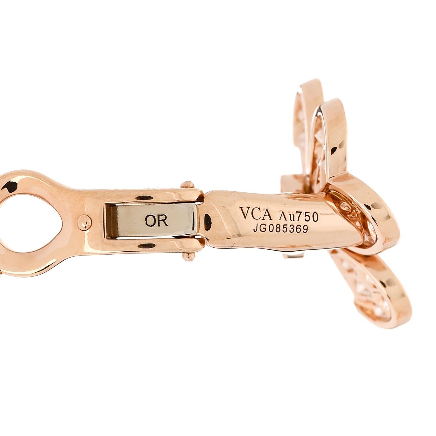 Van Cleef & Arpels 18K Rose Gold Diamond Small Frivole Pave Earrings 4 of 5