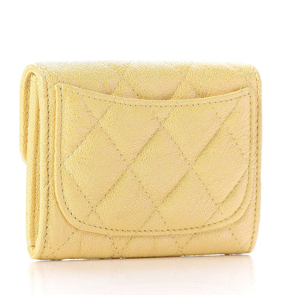 Chanel Iridescent Caviar Quilted Flap Card Holder Wallet Yellow 3 of 7
