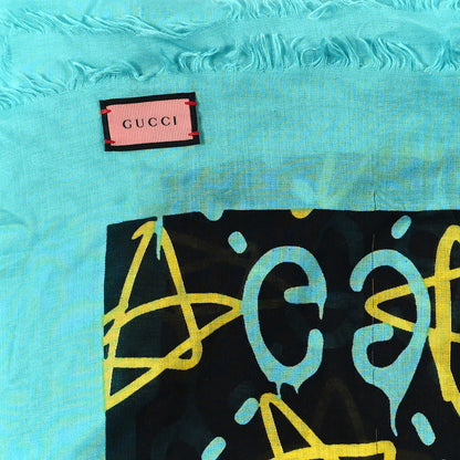 Gucci Modal Silk GucciGhost Print Shawl Black Multicolor 3 of 4