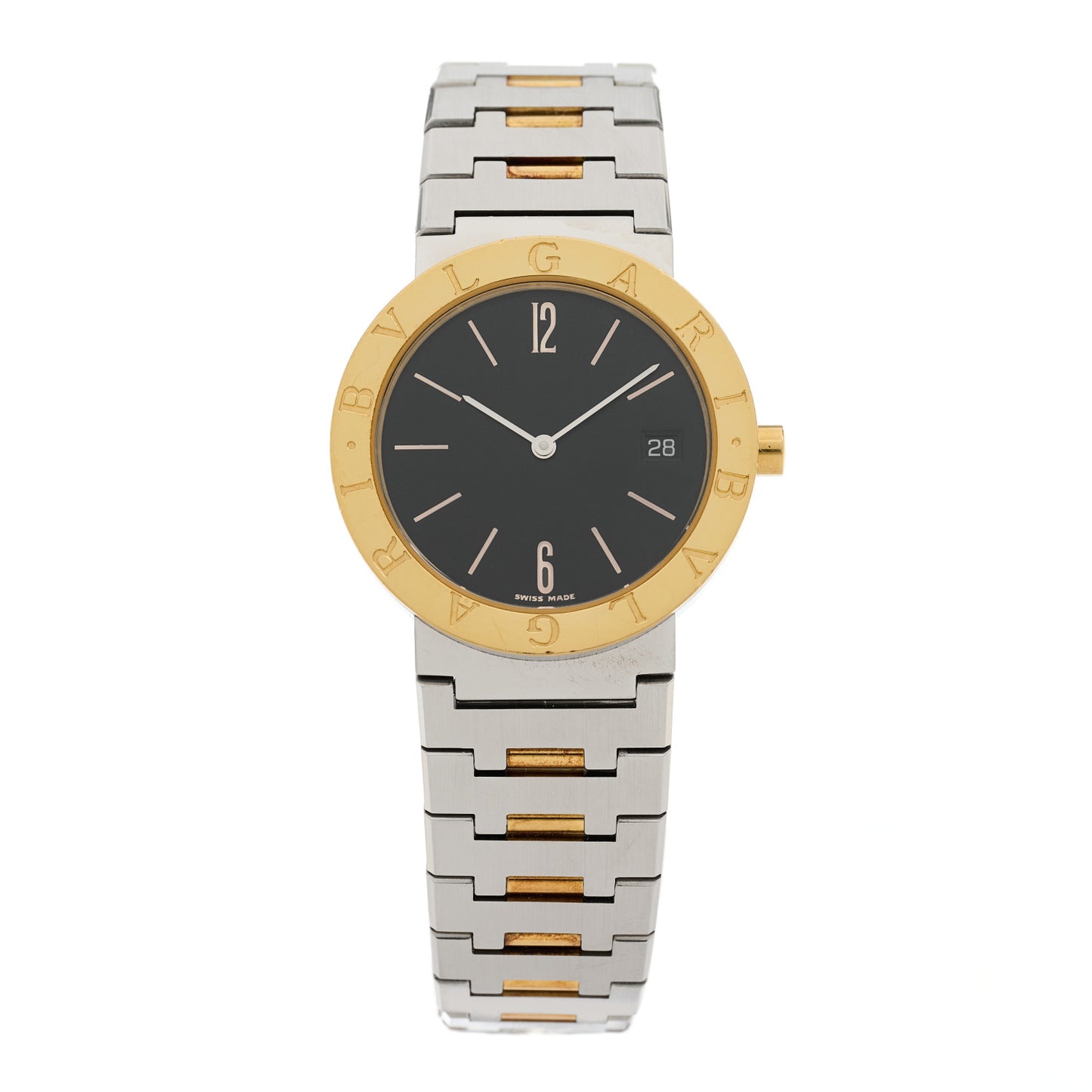 Stainless Steel 18K Yellow Gold 33mm Quartz Watch Black