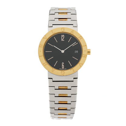Bulgari Stainless Steel 18K Yellow Gold 33mm Quartz Watch Black 1 of 4