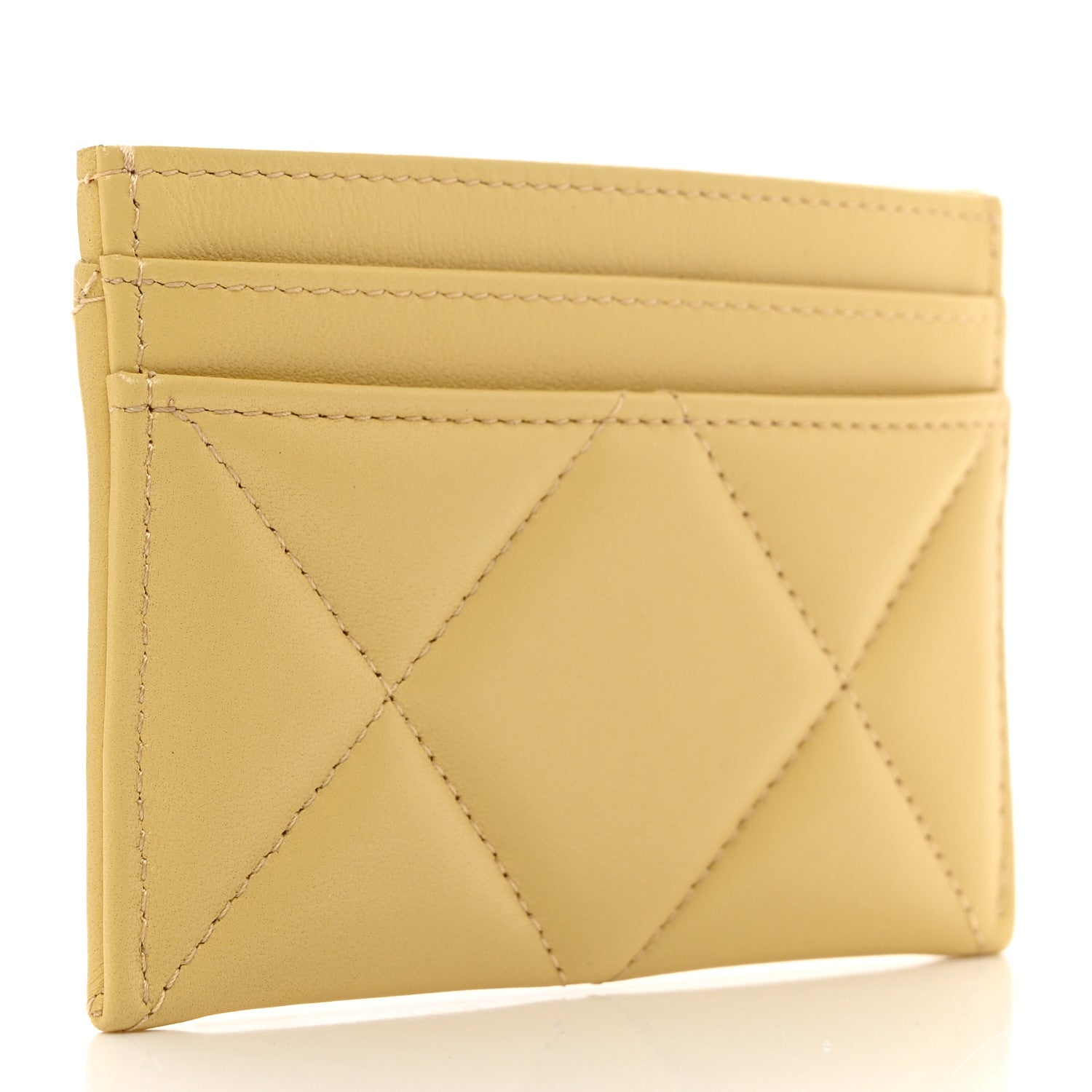 Chanel Lambskin Quilted Chanel 19 Card Holder Yellow 3 of 9