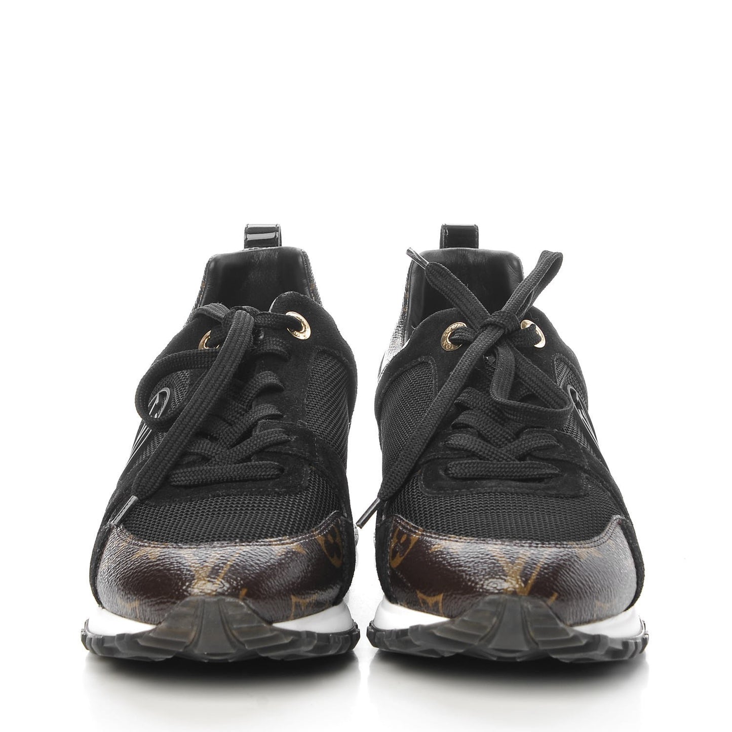 Suede Monogram Run Away Sneakers 37.5 Black