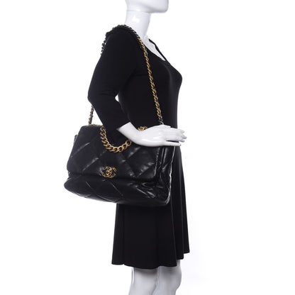 Chanel Goatskin Quilted Maxi Chanel 19 Flap Black 2 of 10