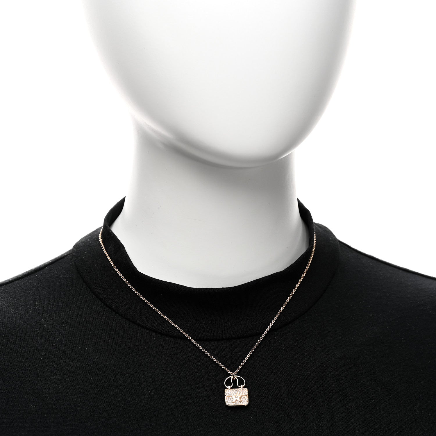 Hermes 18K Rose Gold Diamond Constance Amulette Pendant Necklace 2 of 6