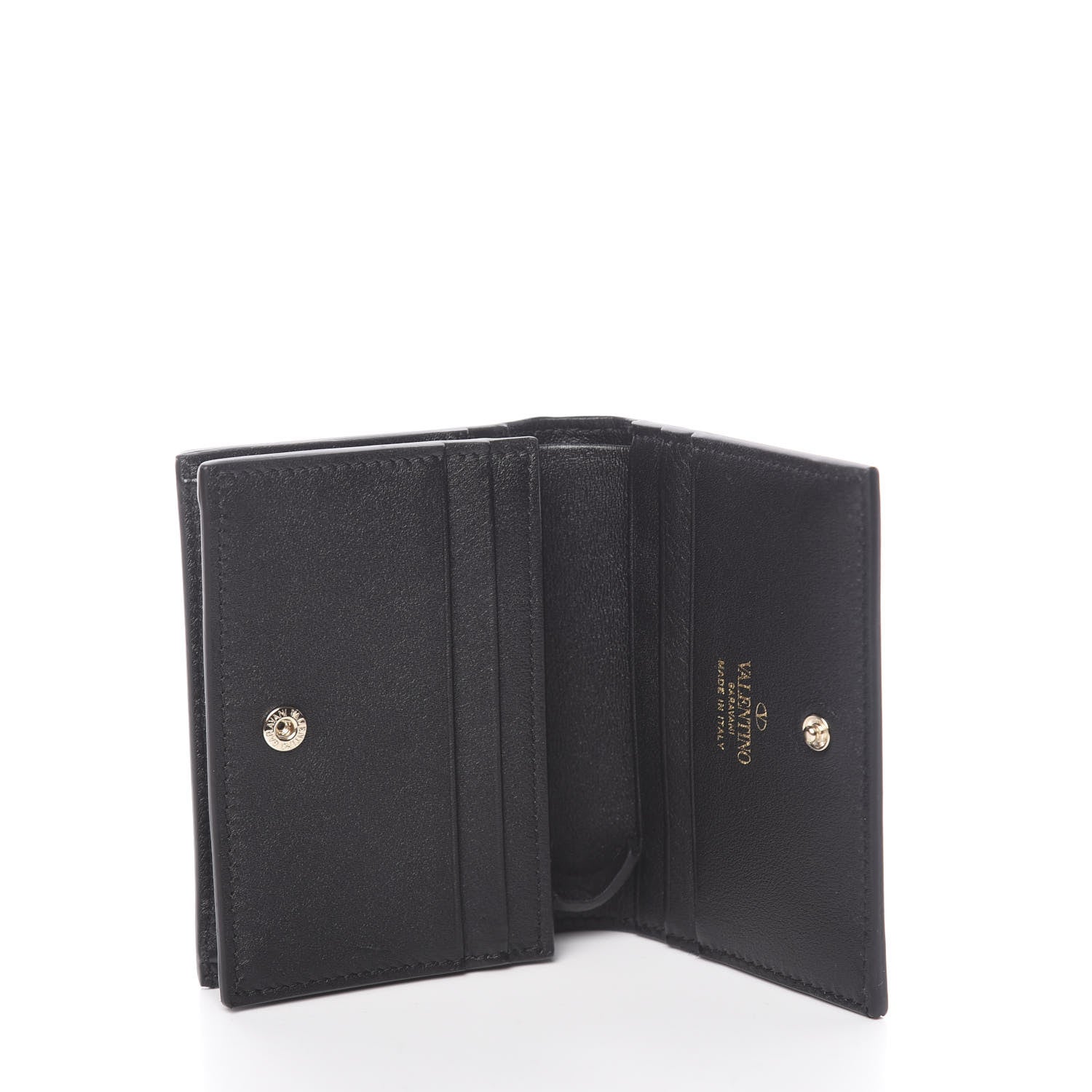 Valentino Garavani Calfskin Rockstud French Flap Wallet Black 5 of 6