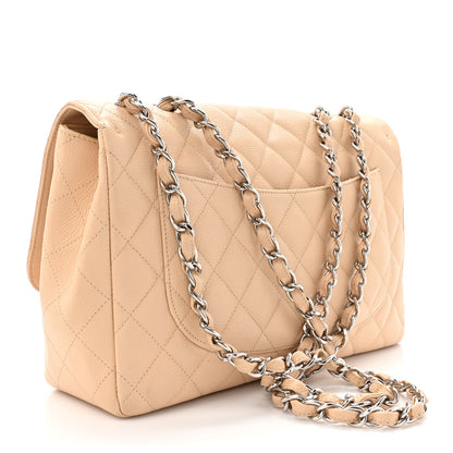 Chanel Caviar Quilted Jumbo Single Flap Beige 3 of 20