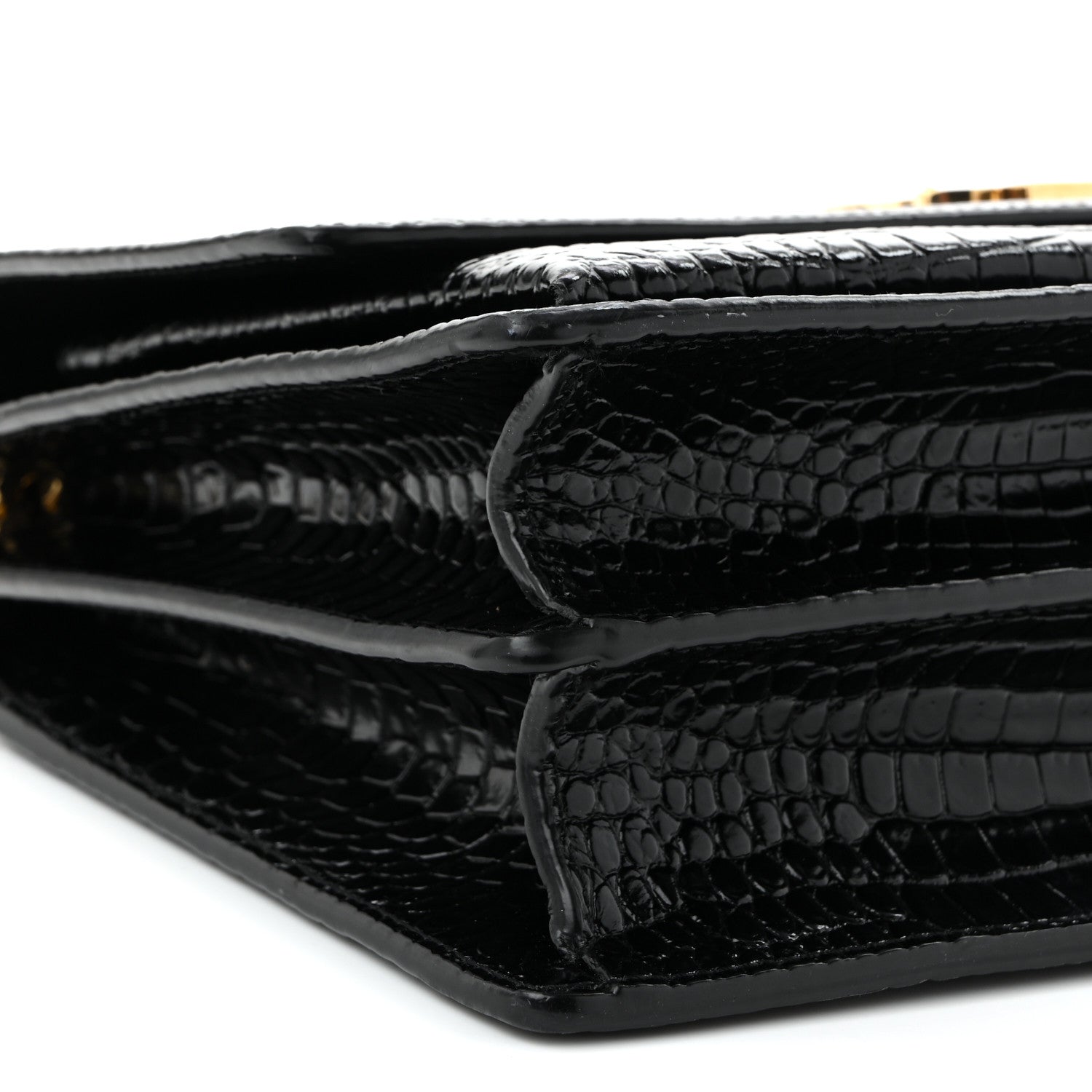 Saint Laurent Calfskin Crocodile Embossed Large Monogram Sunset Black 8 of 10