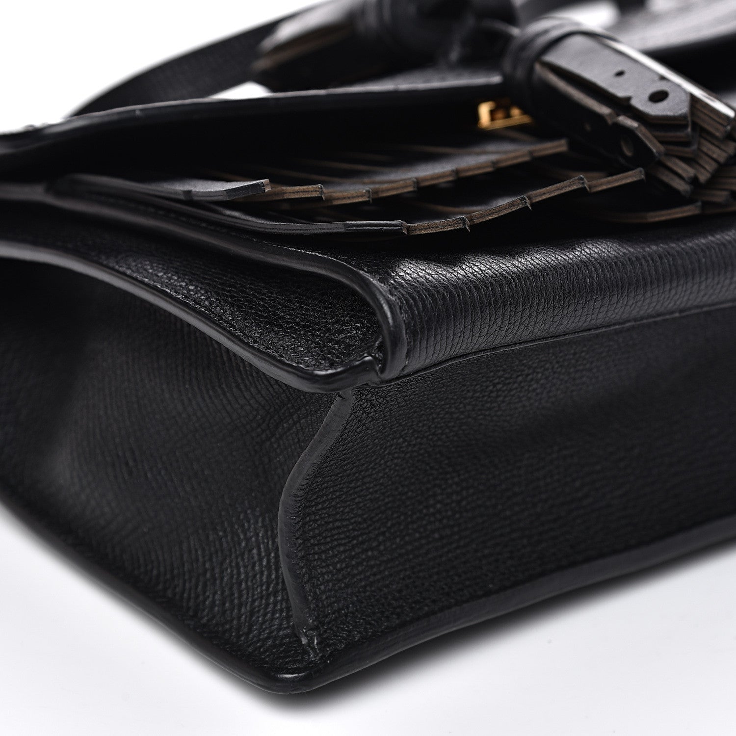 Burberry Grainy Calfskin Broguing Tassel Small Macken Crossbody Bag Black 8 of 14