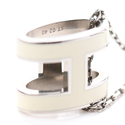 Hermes Lacquered Palladium Pop H Pendant Necklace White 6 of 6