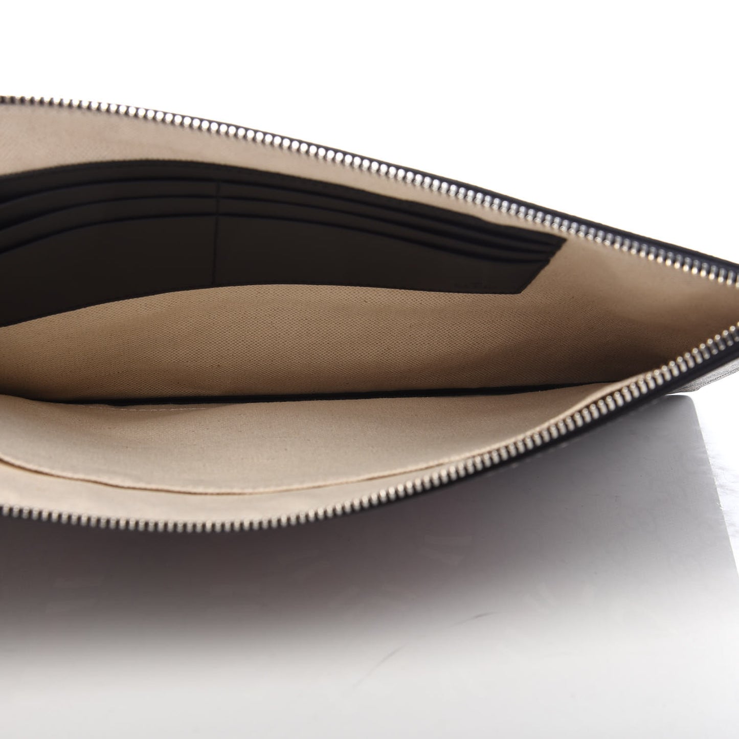 GG Supreme Monogram Kingsnake Zip Wristlet Pouch Beige Black