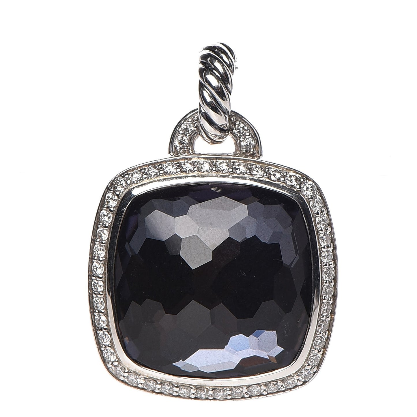 Sterling Silver Pave Diamond 17mm Black Orchid Albion Enhancer Pendant
