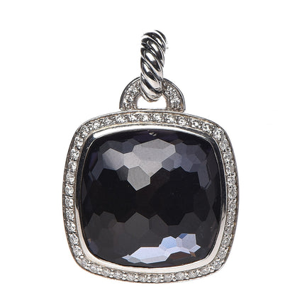 David Yurman Sterling Silver Pave Diamond 17mm Black Orchid Albion Enhancer Pendant 1 of 3